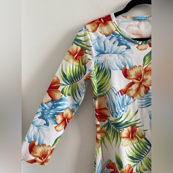 J. McLaughlin Catalina Cloth Tropical Print 3/4 Sleeve Top Size XS - Picture 4 of 7